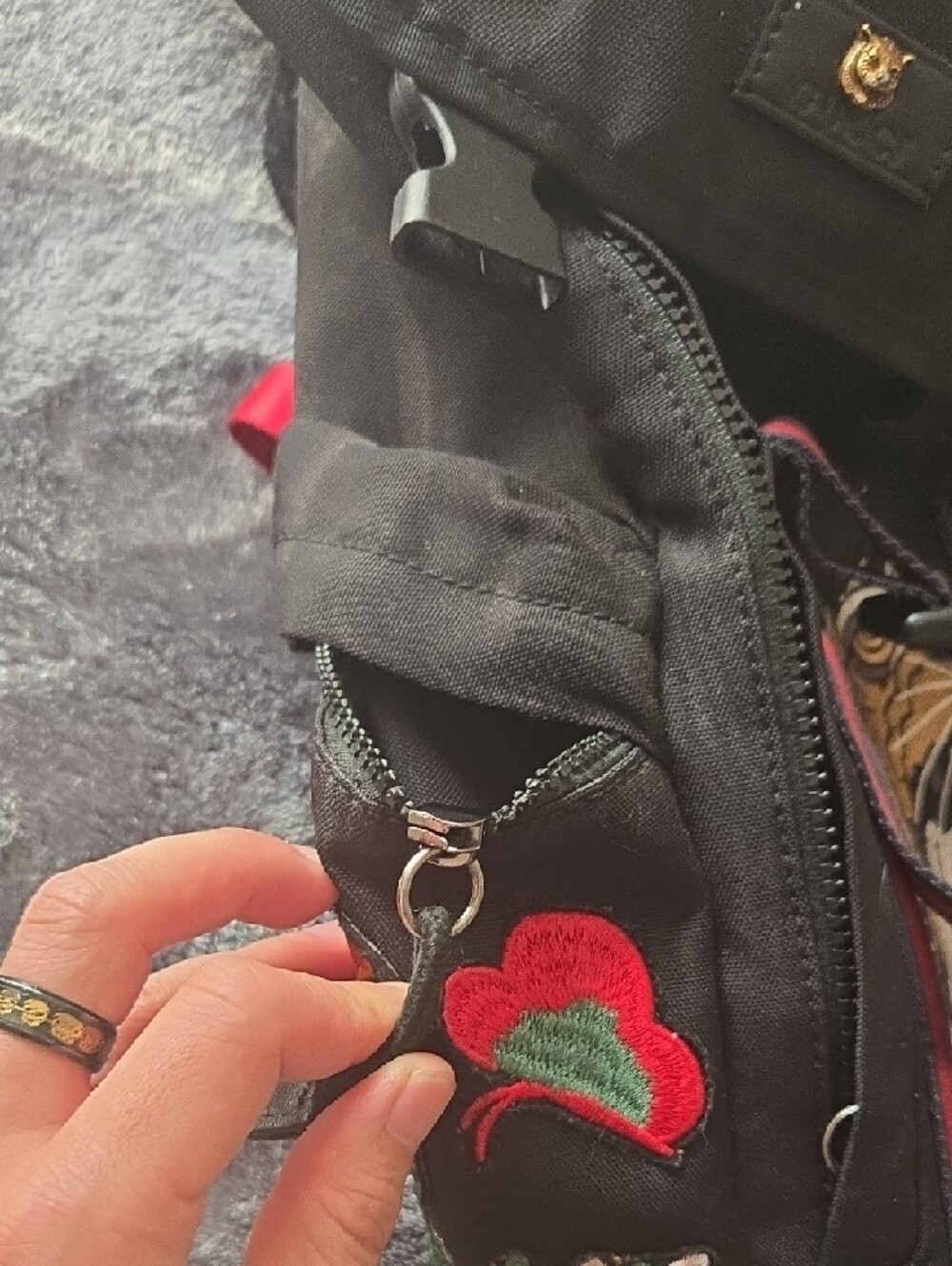 Gucci Black Backpack with Gold Tiger Accent & Red-Blue Webbing *PLEASE SEE PICS! - Picture 4 of 6